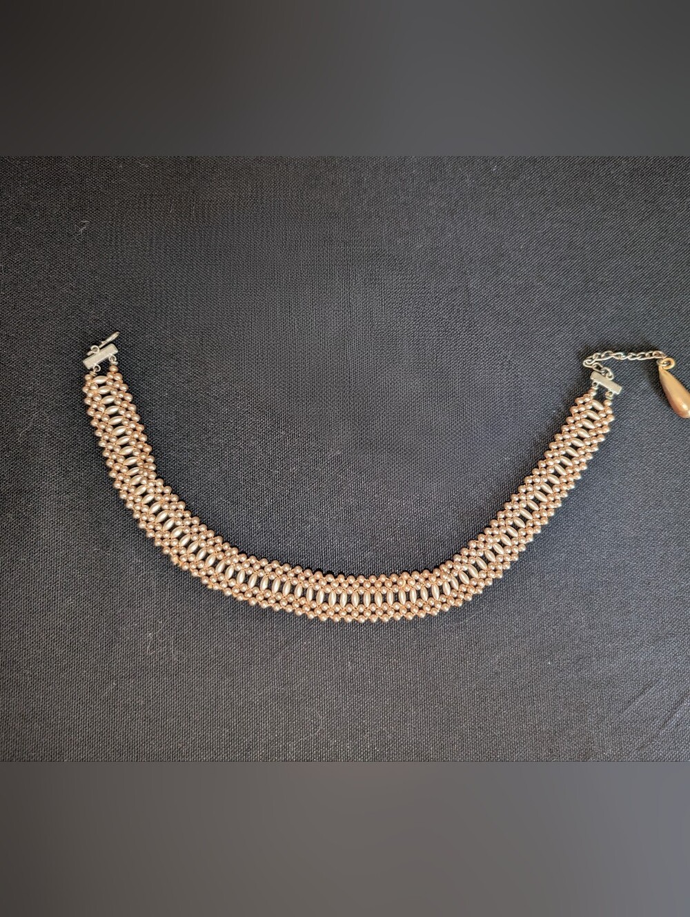 Dainty Vintage Pearl Choker Woven Of Tiny Pearl Beads